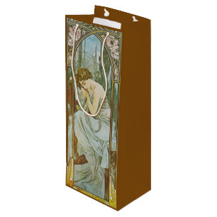 Art Nouveau Mucha Lady Schlafende Nachtruhe Geschenktüte Für Weinflaschen