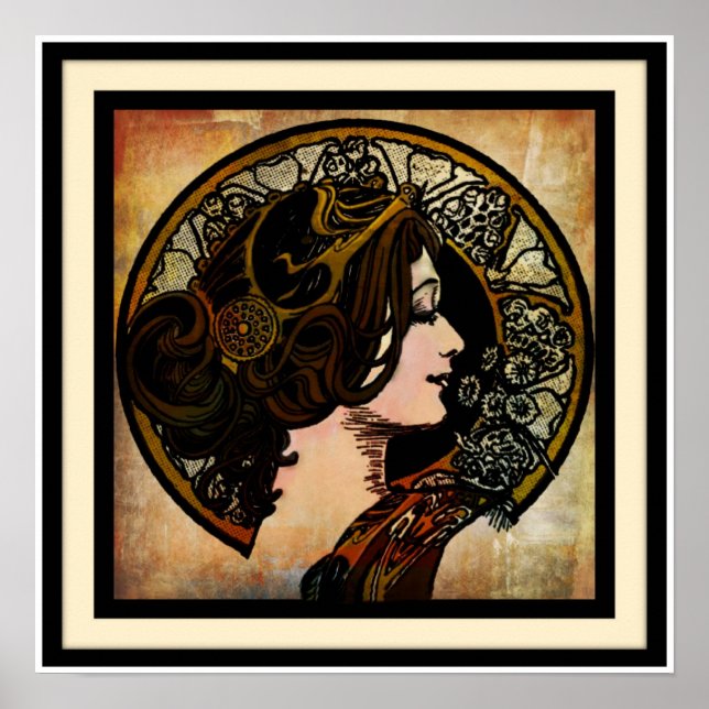 Art Nouveau Mucha Style Druck Poster (Vorne)