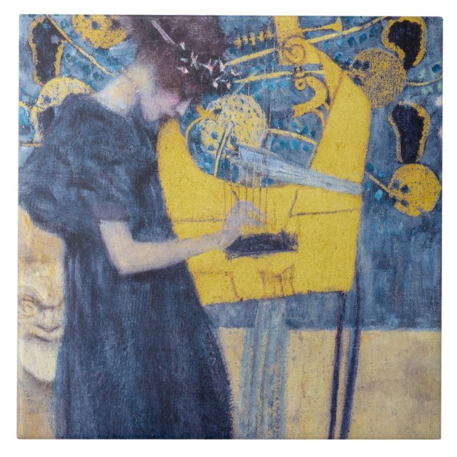 Art Nouveau "Music I" Painting by Gustav Klimt  Fliese (Vorderseite)