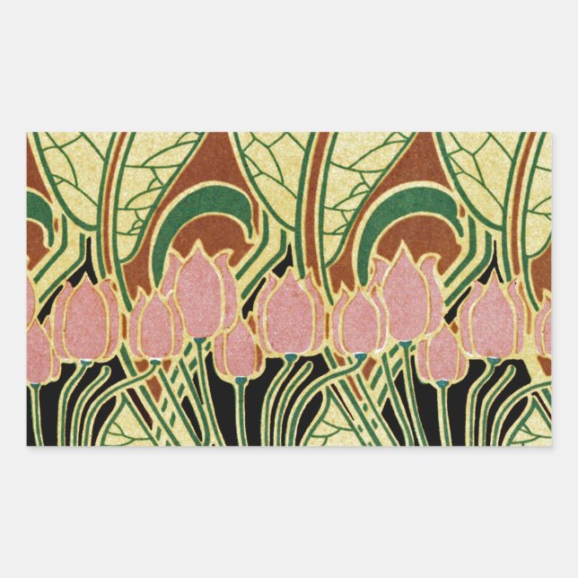 Art Nouveau Muster #1 Rechteckiger Aufkleber (Vorderseite)