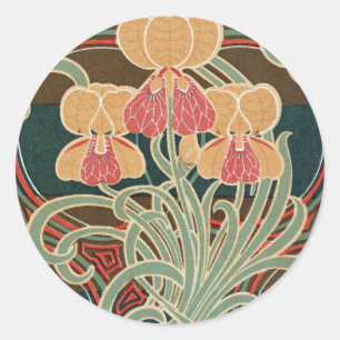 Art Nouveau-Muster #4 bei Emporio Moffa Runder Aufkleber
