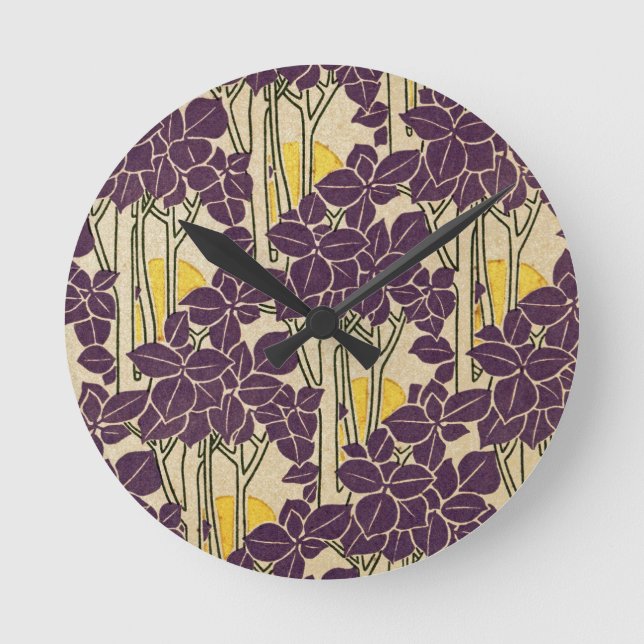 Art Nouveau Muster #5 Runde Wanduhr (Vorderseite)