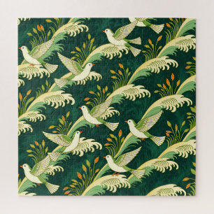 Art Nouveau Muster mit fliegenden Vögeln Elegante Puzzle