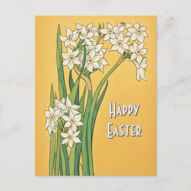 Art Nouveau Narcissus Flowers – Easter Postkarte (Vorderseite)