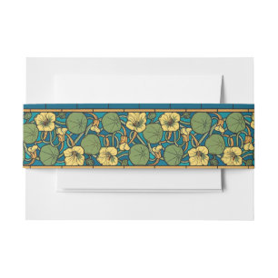 Art Nouveau Nasturtium Blau Gold floral Verneuil Einladungsbanderole