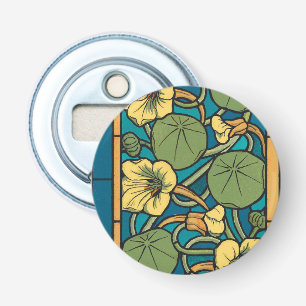 Art Nouveau Nasturtium Blau Gold floral Verneuil Flaschenöffner