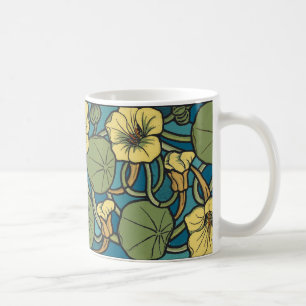 Art Nouveau Nasturtium Blau Gold floral Verneuil Kaffeetasse