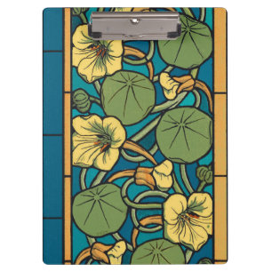 Art Nouveau Nasturtium Blau Gold floral Verneuil Klemmbrett