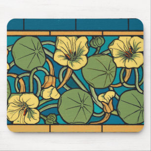 Art Nouveau Nasturtium Blau Gold floral Verneuil Mousepad