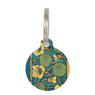 Art Nouveau Nasturtium Blau Gold floral Verneuil Tiernamensmarke