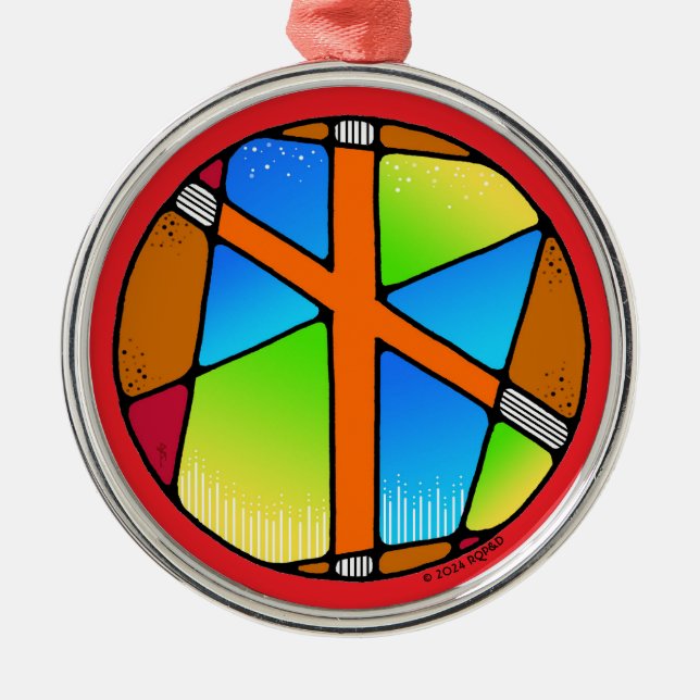 Art Nouveau Naudhiz Rune of Overcoming Ornament Aus Metall (Vorne)