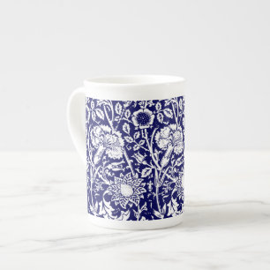 Art Nouveau-Nelke-Damask, Navy und Weiß Prozellantasse