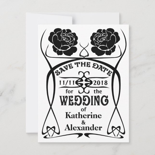 Art Nouveau Old West Rose Hochzeit Retten Sie das  Save The Date (Vorderseite)