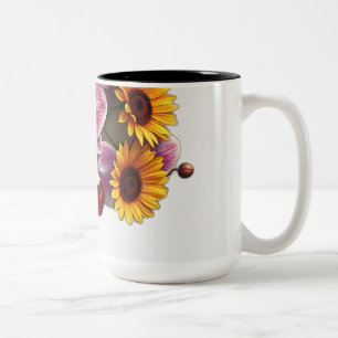 Art Nouveau Orchideen mit Sonnenblumen Zweifarbige Tasse