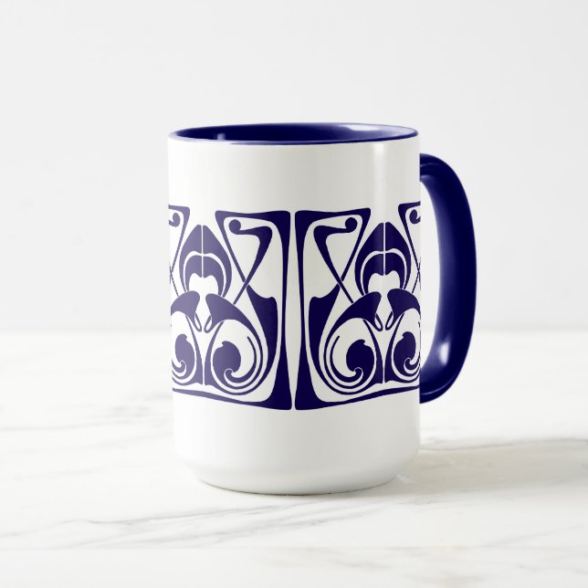 Art Nouveau Ornament Frieze Tasse (VorderseiteRechts)