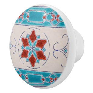 Art Nouveau Ornamental Majolica Kabine Keramikknauf