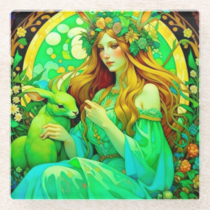 Art Nouveau Ostara Celtic Spring Glasuntersetzer