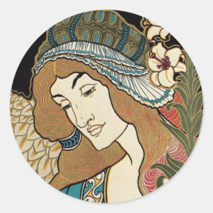 Art Nouveau Osteraufkleber Runder Aufkleber