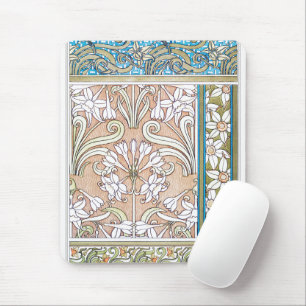 Art nouveau Osterglocken-Blumen-Vintage-Textil flo Mousepad