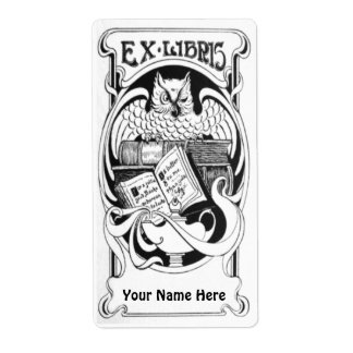 Art Nouveau Owl Ex Libris Buchzeichen Stickers