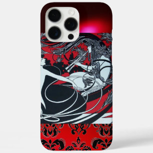 ART NOUVEAU PAN , RED SCHWARZ-WEISS DAMASK iPhone 16 PRO MAX HÜLLE