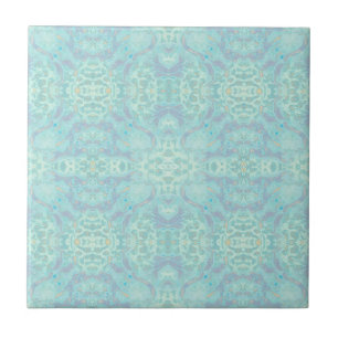 Art Nouveau Pastel Aquamarin Blue Mirrored Muster Fliese