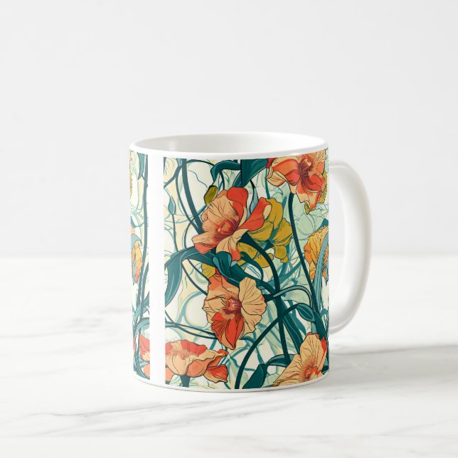 Art Nouveau Pattern Kaffeetasse (VorderseiteRechts)