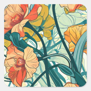 Art Nouveau Pattern Quadratischer Aufkleber