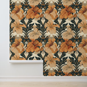 Art Nouveau Peach Blume Tapete