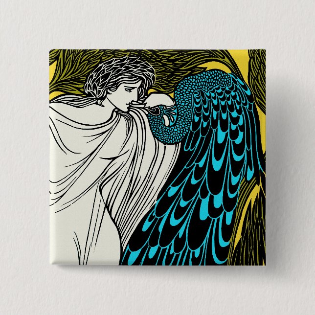 Art Nouveau Peacock Artwork - The Kiss Button (Vorderseite)