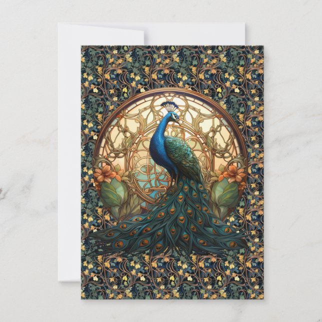 Art Nouveau Peacock auf Karte 1 (Vorderseite)