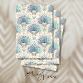 Art Nouveau Peacock Butterfly Ivory Decoupage Seidenpapier