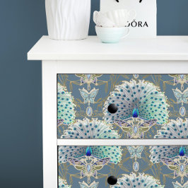 Art Nouveau Peacock Butterfly Navy Deko Decoupage Seidenpapier