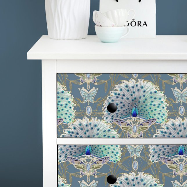 Art Nouveau Peacock Butterfly Navy Deko Decoupage Seidenpapier (Von Creator hochgeladen)