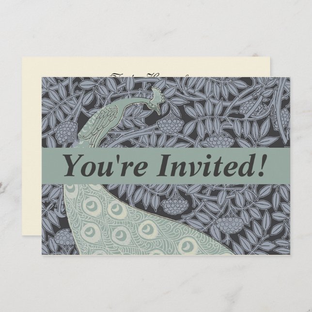 Art Nouveau Peacock Classic Vintag Bird Einladung (Vorne/Hinten)