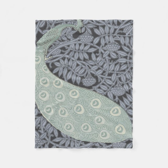 Art Nouveau Peacock Classic Vintag Bird Fleecedecke (Vorderseite)