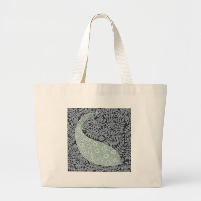 Art Nouveau Peacock Classic Vintag Bird Jumbo Stoffbeutel (Vorne)