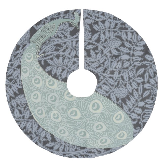 Art Nouveau Peacock Classic Vintag Bird Polyester Weihnachtsbaumdecke (Vorderseite)