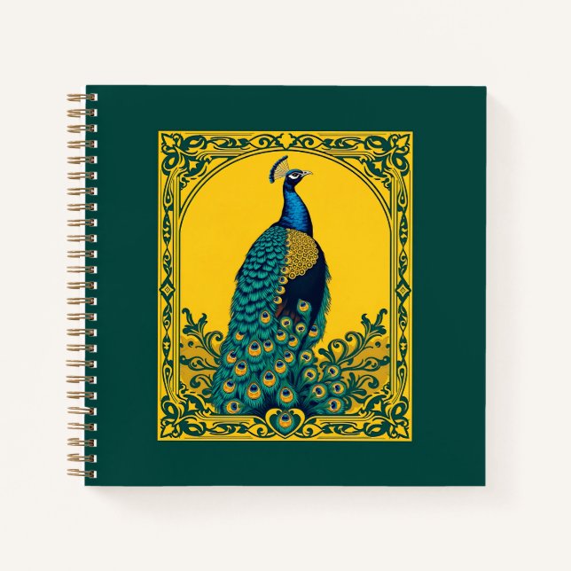Art Nouveau Peacock Notizbuch (Vorderseite)