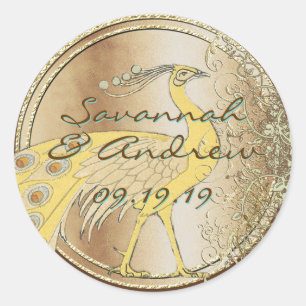 Art Nouveau Peacock Parade Runder Aufkleber