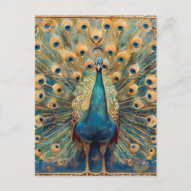 Art Nouveau Peacock Postkarte (Vorderseite)