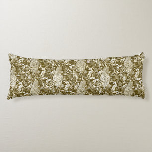 Art Nouveau Peacock Print, Brown and Creme Seitenschläferkissen