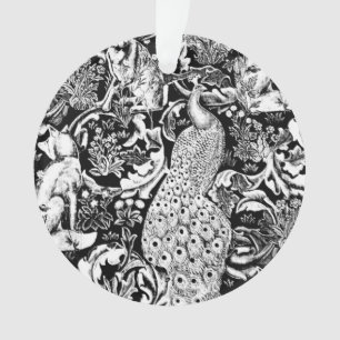 Art Nouveau Peacock Print, Schwarz/Weiß Ornament