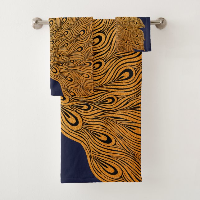 Art Nouveau Peacock Will Bradley Badhandtuch Set (Insitu)