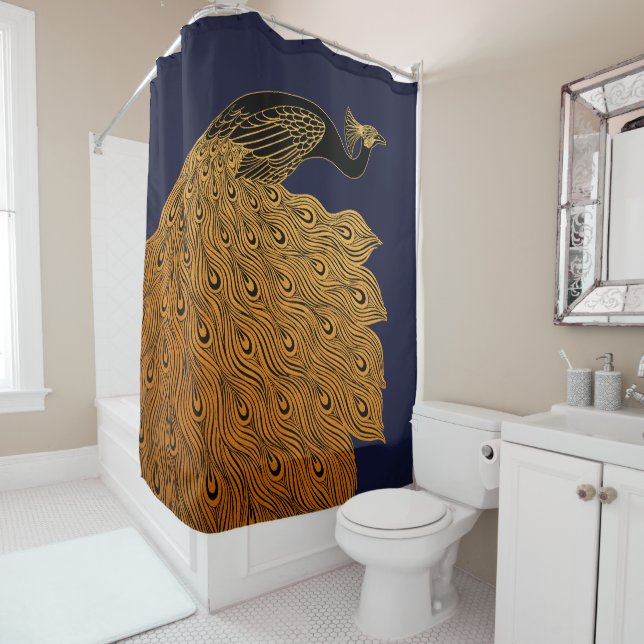 Art Nouveau Peacock Will Bradley Duschvorhang (Beispiel)