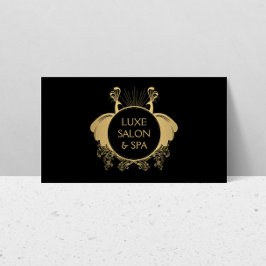 Art Nouveau Peacocks Logo Gold/Schwarz Visitenkarte