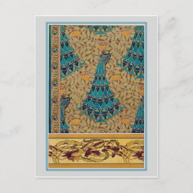 Art Nouveau Peacocks Postkarte (Vorderseite)