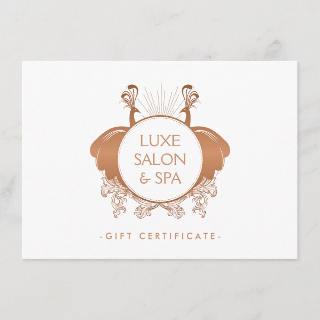 Art Nouveau Peacocks Rose Goldenes Geschenk (Vorderseite)