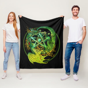 Art Nouveau Pentagramm Dragon Fleece Blanket