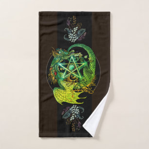 Art Nouveau Pentagramm Dragon Showvorhang Badhandtuch Set